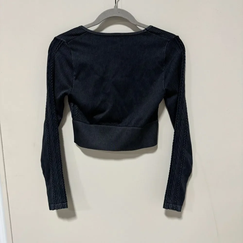 NWT OFFLINE By Aerie Seamless Cable Square Neck T-Shirt Size M